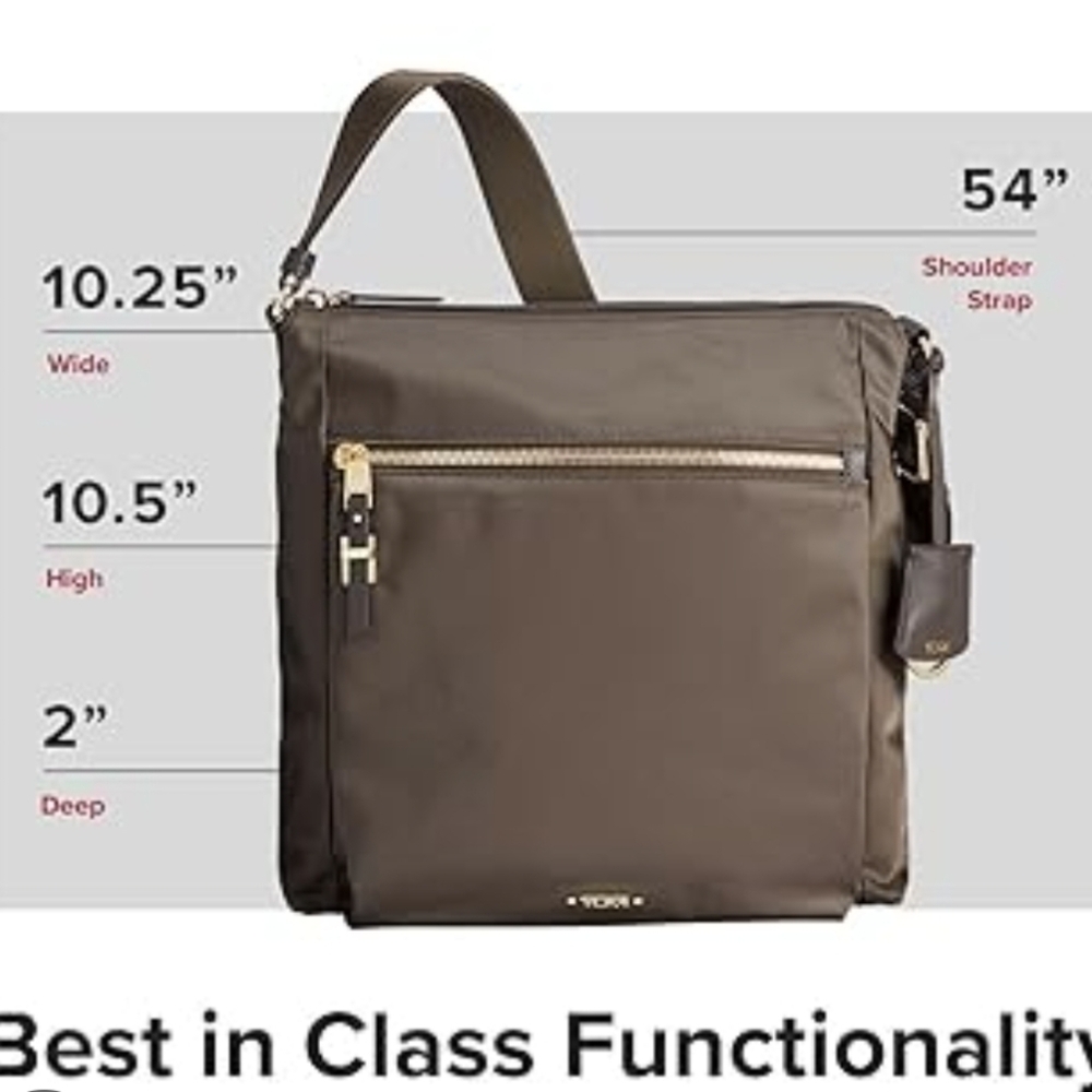 Tumi Voyageur Canton Nylon Crossbody Bag In Black / Gold - Picture 3 of 14